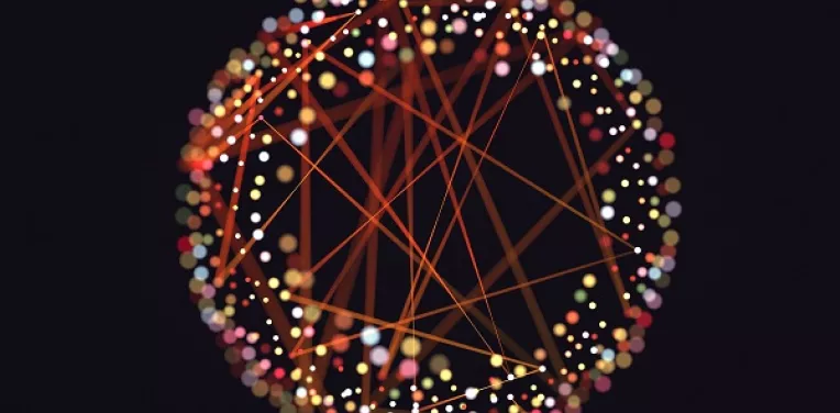 A sphere made from dots interconnected by several lines