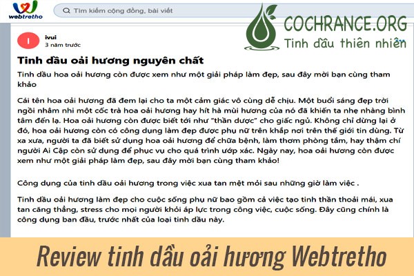 Review tinh dầu oải hương từ người dùng Webtertho